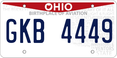 OH license plate GKB4449
