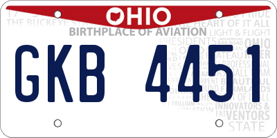OH license plate GKB4451