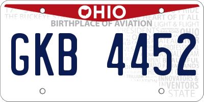 OH license plate GKB4452