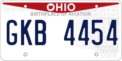 OH license plate GKB4454