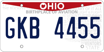OH license plate GKB4455