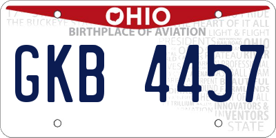 OH license plate GKB4457