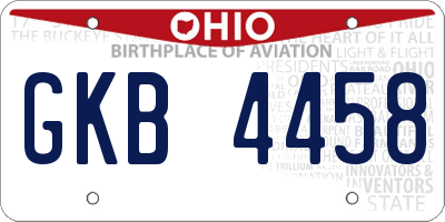 OH license plate GKB4458