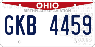 OH license plate GKB4459