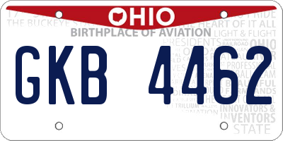 OH license plate GKB4462