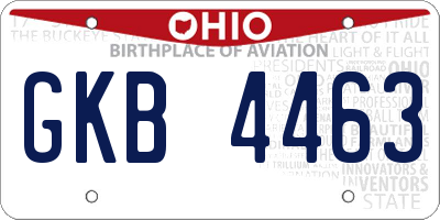OH license plate GKB4463