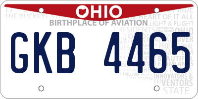 OH license plate GKB4465