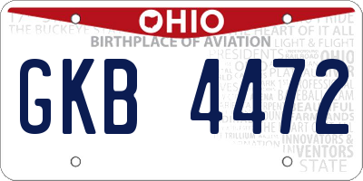 OH license plate GKB4472