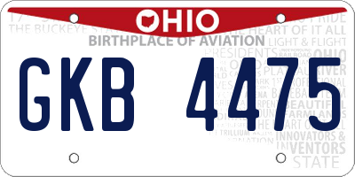 OH license plate GKB4475