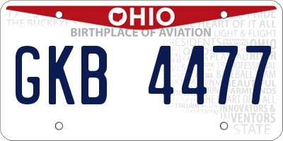 OH license plate GKB4477