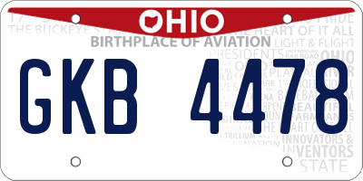 OH license plate GKB4478