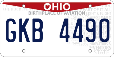 OH license plate GKB4490