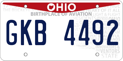OH license plate GKB4492