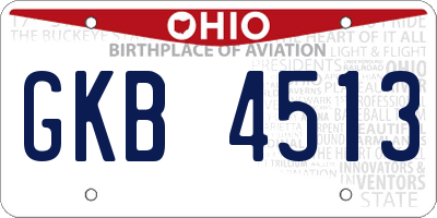 OH license plate GKB4513