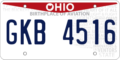 OH license plate GKB4516