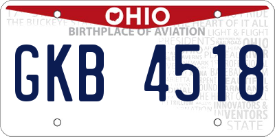 OH license plate GKB4518