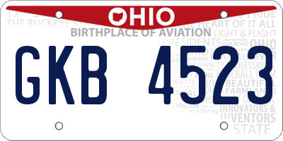 OH license plate GKB4523