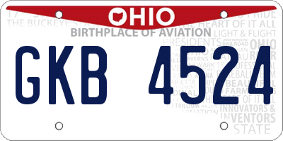 OH license plate GKB4524