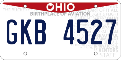 OH license plate GKB4527