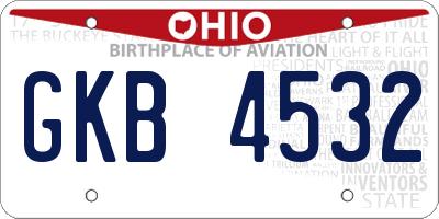 OH license plate GKB4532