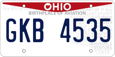 OH license plate GKB4535