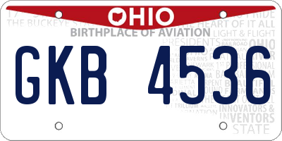 OH license plate GKB4536