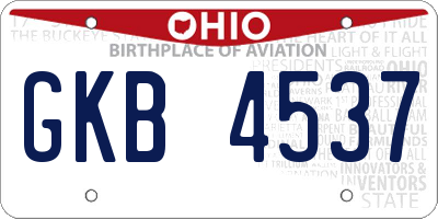 OH license plate GKB4537