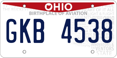 OH license plate GKB4538