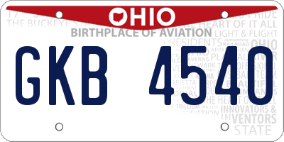 OH license plate GKB4540