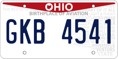 OH license plate GKB4541