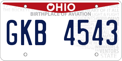 OH license plate GKB4543