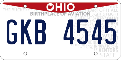 OH license plate GKB4545