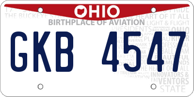 OH license plate GKB4547