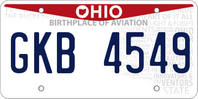OH license plate GKB4549