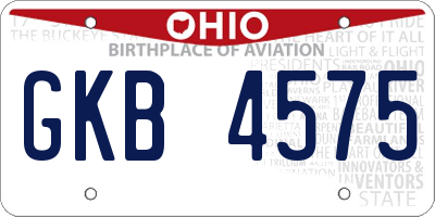 OH license plate GKB4575