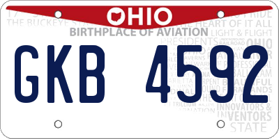 OH license plate GKB4592