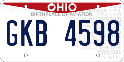 OH license plate GKB4598