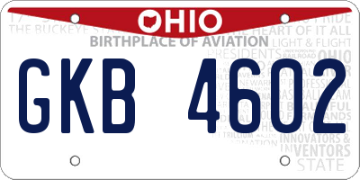 OH license plate GKB4602