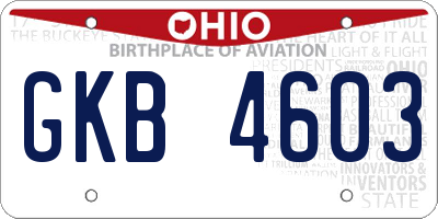 OH license plate GKB4603