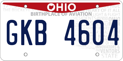 OH license plate GKB4604