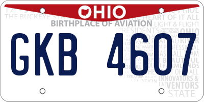 OH license plate GKB4607