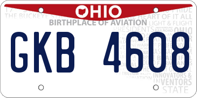 OH license plate GKB4608