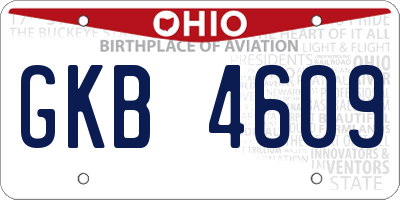 OH license plate GKB4609