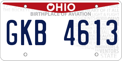 OH license plate GKB4613