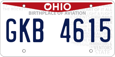 OH license plate GKB4615