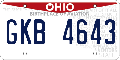 OH license plate GKB4643