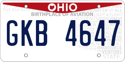 OH license plate GKB4647