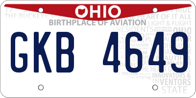 OH license plate GKB4649