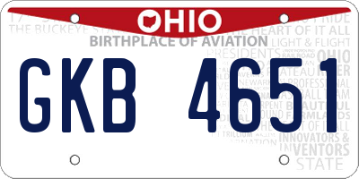OH license plate GKB4651