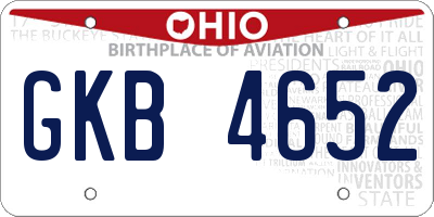 OH license plate GKB4652